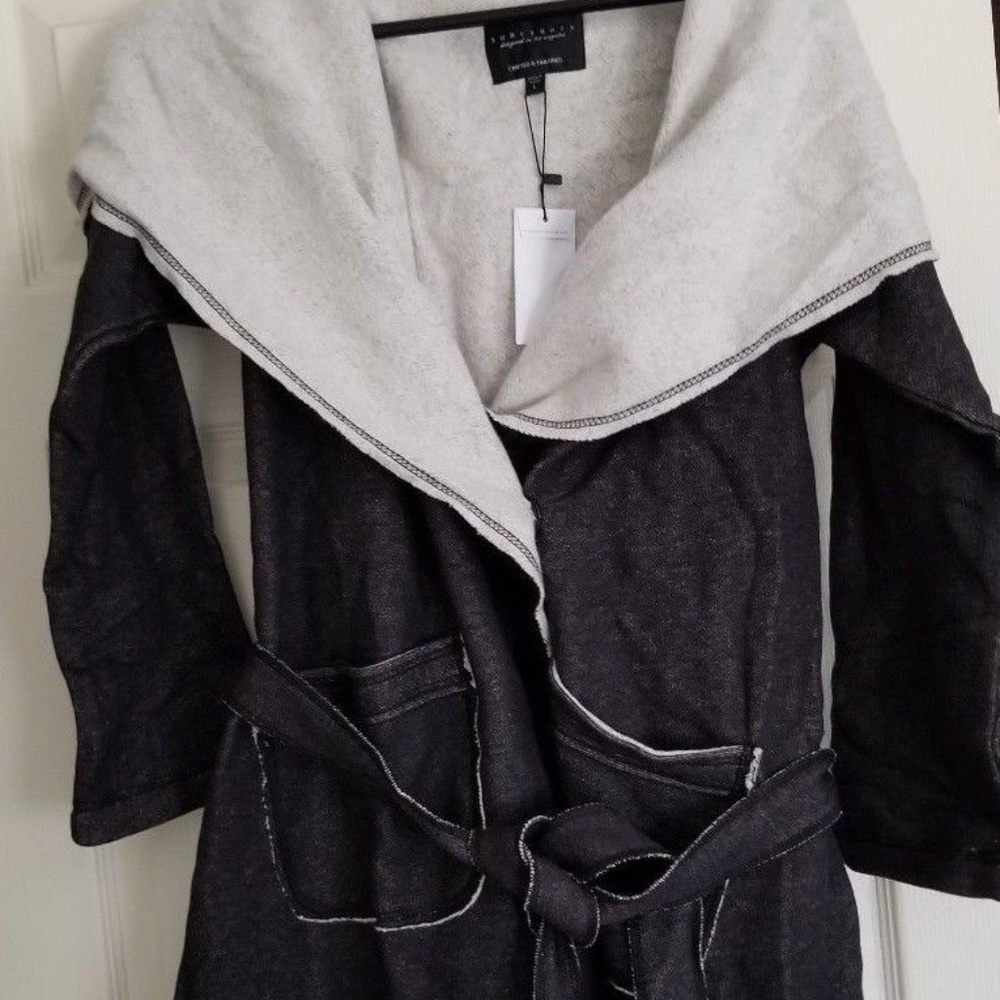 NWT SANCTUARY Hooded Gray Fleece Wrap Jacket Sz L - Picture 5 of 7